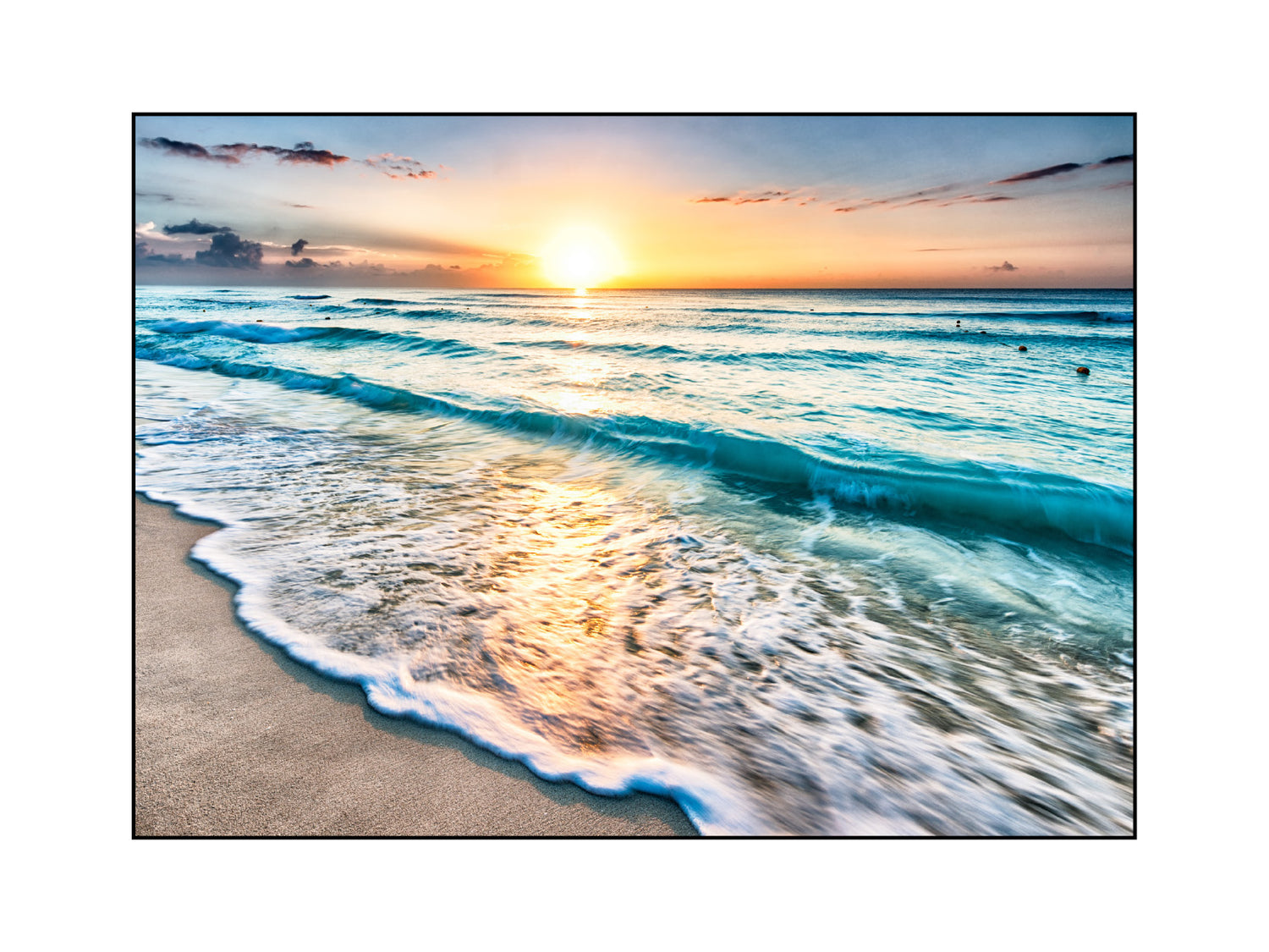 Poster - Strand mit Sonnenuntergang