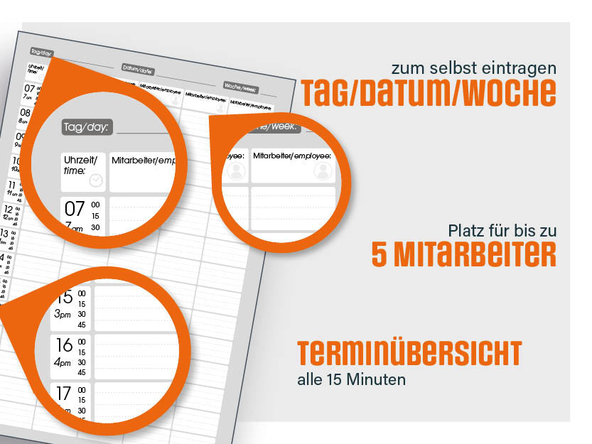 Terminplaner neutral - Lila (5 Mitarbeiter)